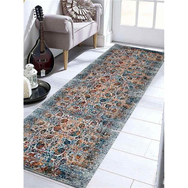 3 ft. 2 in. x 10 ft. Machine Woven Heatset Polypropylene Oriental Runner Rug, Ivory