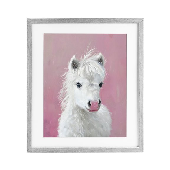 Stupell Industries Cottage Gentle White Pony Gray Framed Print Under Glass, 13 x 16, by The Prints Vibe
