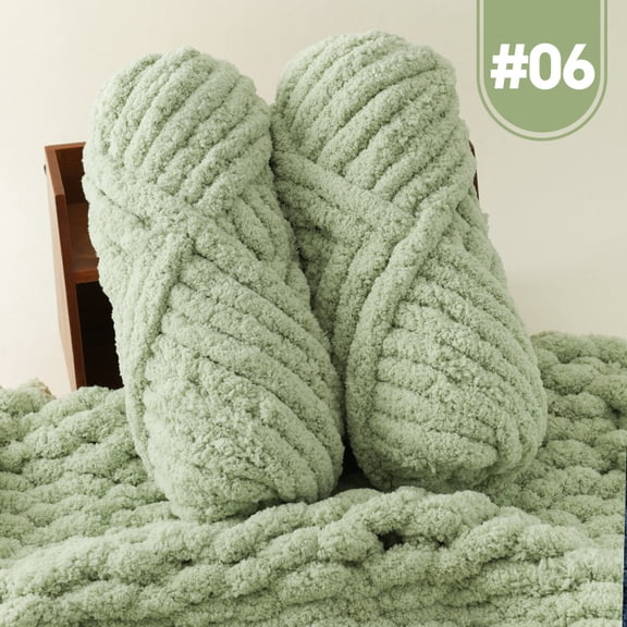 XmhyTop-A 500g Jumbo Cotton Acrylic Yarn Chunky Knitting Yarn for Hand Knitting, Soft Variegated Yarn,Green