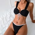 thumbnail image 6 of Women Bikini Set Bathing Suit Trendy Two Piece Push Up Color Block Swimsuit Sexy Adjustable Chest Tie Swimwear, 6 of 8