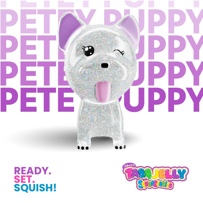 Taba Jelly Squishies Petey Puppy - FuFu Squeeze Stress Relief Toy for Kids & Adults - Stretchy & Sticky Fun Sensory Play with Decorations - Relaxing Fidget Toy for Anxiety Relief & Calming Exercise