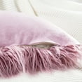 thumbnail image 4 of Home Soft Things Mongolian Faux-fur Pillow Covers Luxury Fluffy Throw Pillow Case Decorative Fuzzy Cushion Cover, No Pillow Insert, Set of 2 - Lilas - 14" x 26", 4 of 5