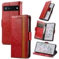thumbnail image 1 of Étui pour Google Pixel 6A en Cuir Portefeuille Folio Design Livre à Rabat Fermeture Magnétique - Rouge, 1 of 5