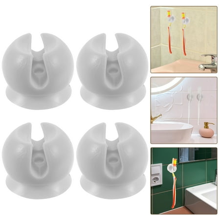 Milisten 4Pcs Suction Cup Mounted Toothbrush Holder for Bathroom Accessories