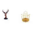 thumbnail image 1 of Figura de cabeza de ciervo, soporte para tazas, estatua de animal, adorno decorativo de mesa, resina, hierro, diseño giratorio al revés, adecuado para, 1 of 8