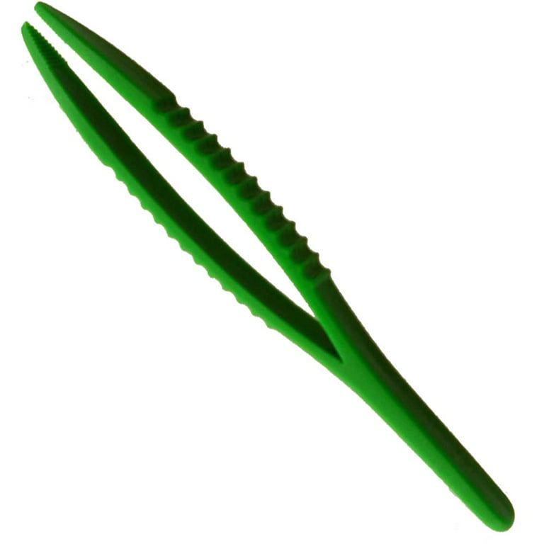JEWEL TOOL (6 Pack) 5 (12.7cm) Green Plastic Tweezers, Lightweight, Non-magnetic