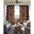 thumbnail image 4 of Blackout Curtains for Bedroom, Brown Red Boho Room Darkening Window Drapes for Living Room, Vintage Geometric Abstract Art Thermal Insulated Grommet Curtains, 52x90 inch, 2 Panels, 4 of 9