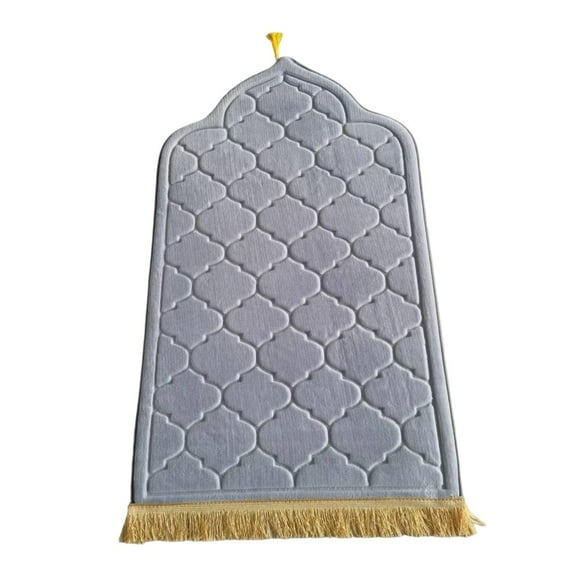 Embossing Process Muslim Prayer Rug Colorfast and Washable Prayer Mat for Effectively Protecting Knees - Black