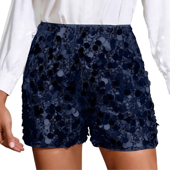 MEZZALL Women Sequin Party Shorts For Festive Club Shorts With Shine For Clubwear And Events Fashionable Solid Color Summer Daily Casual Bottoms