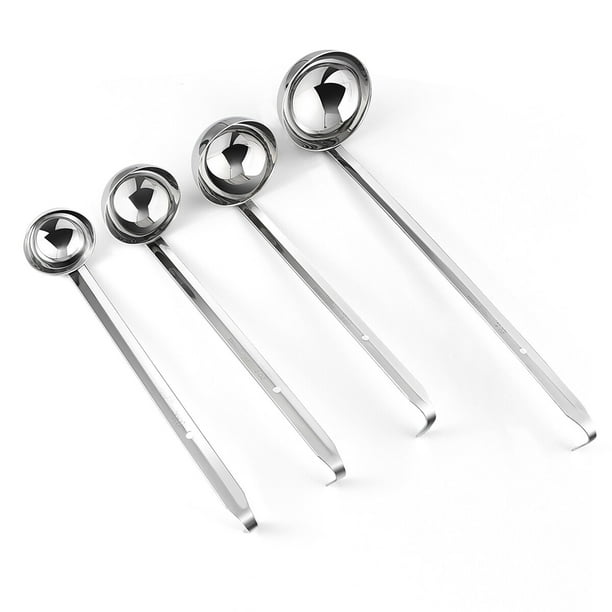 EeaseMX BESTONZON - Juego de 4 cucharas de acero inoxidable para sopa, cucharones colgantes, cucharas largas para servir sopa, para el hogar, la cocina y la barra.
