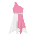 thumbnail image 4 of YONGHS Women's Asymmetrical Liturgical Praise Dance Dress One Shoulder Color Block Lyrical Dance Costume Light Pink L, 4 of 7