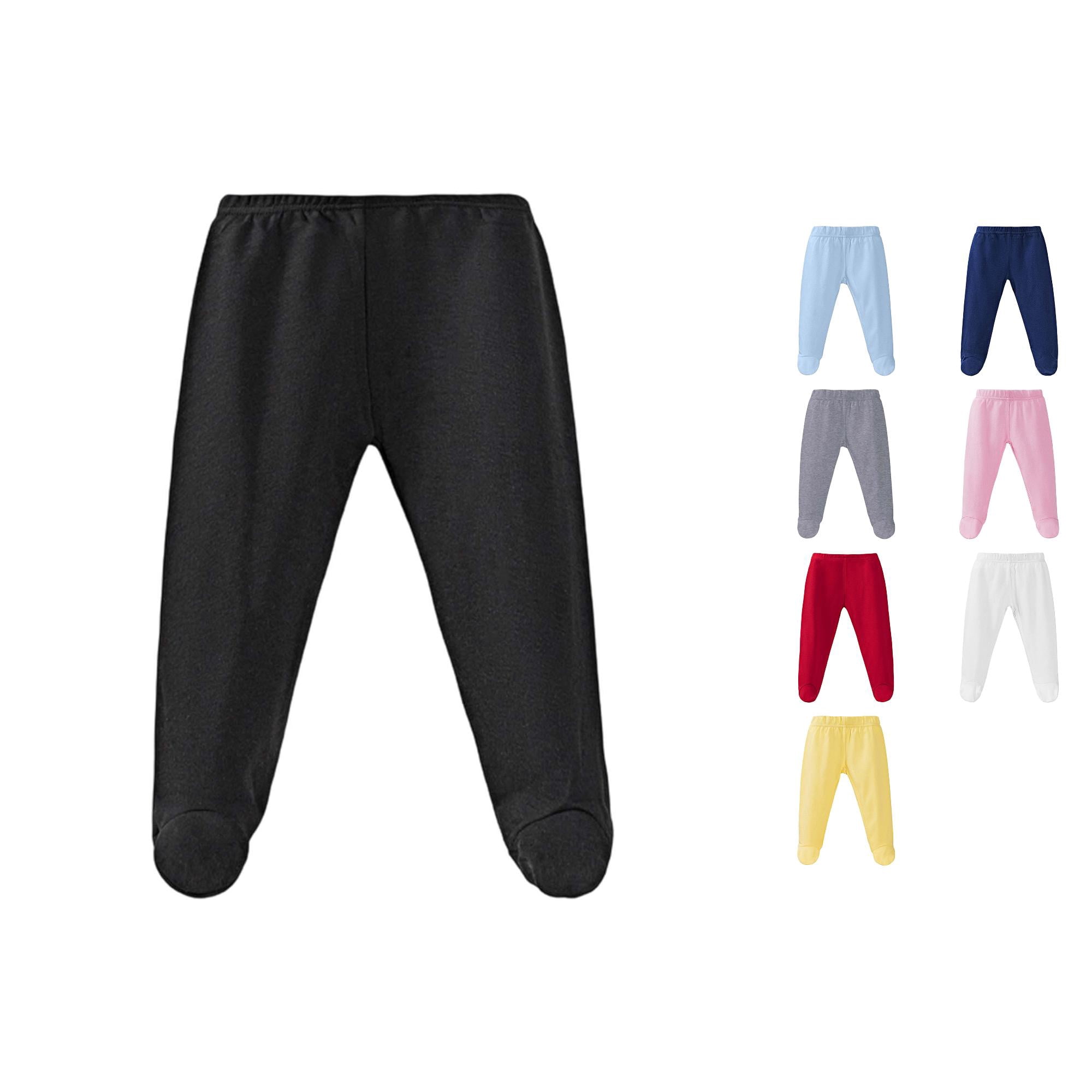 RTKFRFLM Footed Cotton Pants Solid Color Elastic Waist Trousers for Babies Black 12-18 Months