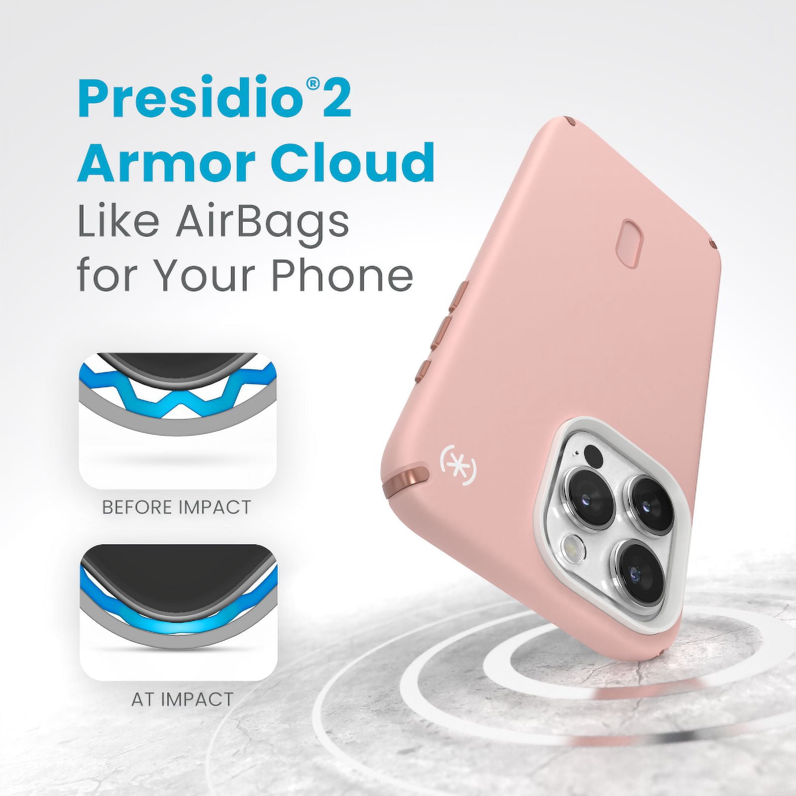 Speck iPhone 15 Pro Max Case-Presidio2 Pro-ClickLock-MagSafe-6.7 Inch Phone Case-Dahlia Pink/Rose Copper/White