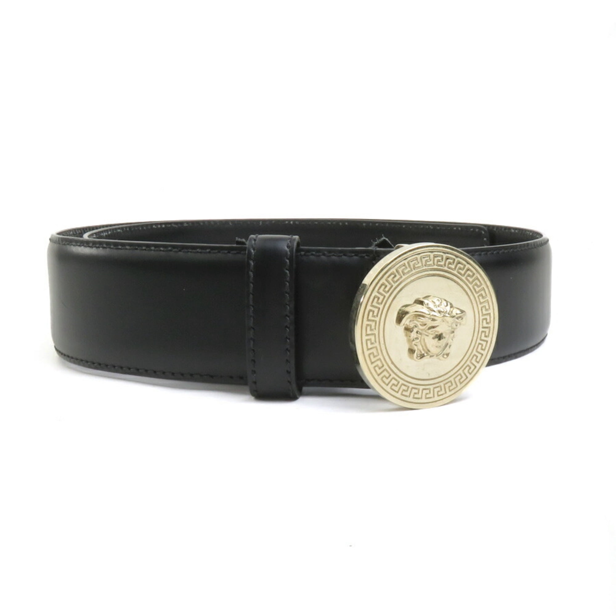 Pre-Owned Versace Medusa Leather Belt Black Men display picture 1