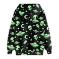 thumbnail image 5 of Hoodies for Men and Women Green Alien Graphic Printed Fall Casual Trendy Long Sleeve Sweatshirt Hooded Pullover Tops, 5 of 5