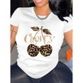 thumbnail image 1 of Camiseta de Moda para Mujer, Talla Grande, Estampado de Leopardo y Cerezas, Cuello Redondo Cómodo, Lavable a Máquina, Adecuada para Todas las Estaciones, 1 of 6