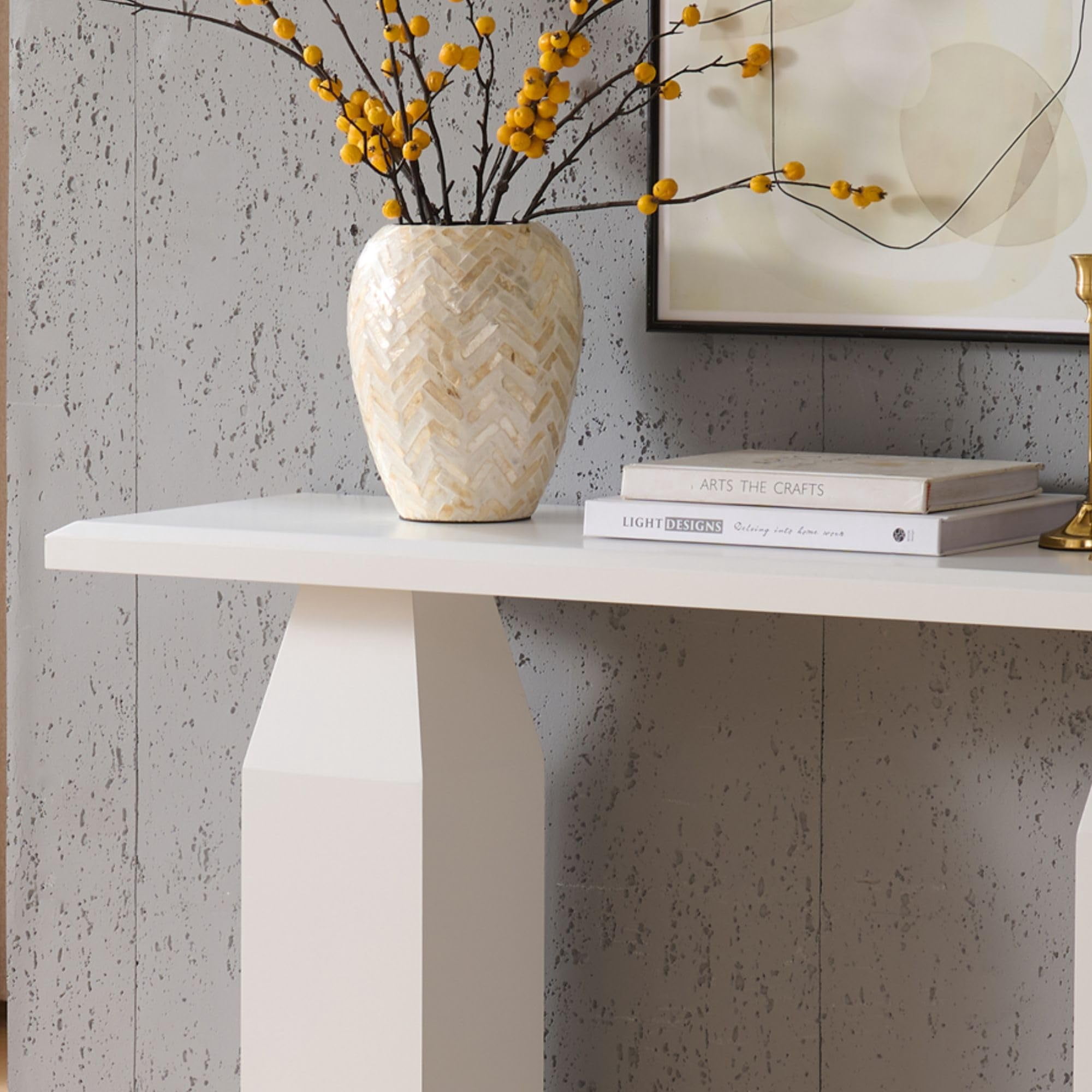 Kings Brand Furniture Sienna Console Table – Wood Rectangular Entryway & Sofa Table with Tapered Pedestal Legs, Modern Narrow Accent Table for Living Room, Hallway, or Behind Sofa (White)