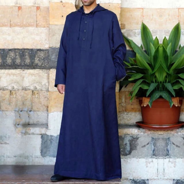 Robe pour Hommes Décontractée à Manches Longues avec Poche, Robe Ample Style Arabie pour Usage Quotidien