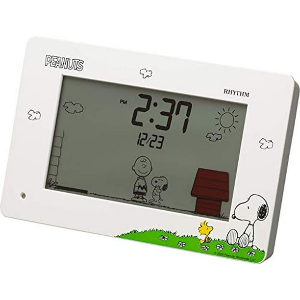 Rhythm (RHYTHM) Snoopy alarm clock funny action digital clock with calendar  white 8RDA79MS03  8RDA79MS03 