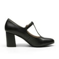 thumbnail image 2 of BURUDANI Women's T-strap Mary Jane Pumps Low Chunky Heels Wedding Dress Shoes BLACK/PU Size 12, 2 of 6