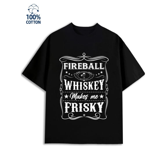 Fireball Whiskey T-Shirt men games 180G 100% Cotton black funny game Trendy Unisex Shirt Graphic tshirts Basic Unisex Shirt Short Sleeve tshirts Trendy Unisex Shirt Short Sleeve tshirts