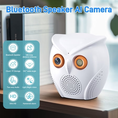 Yaoinaoou Bluetooth 5.0 Wireless Speaker with 1080P HD Camera – 120° Wide Angle, Night Vision, Human Detection Alarm, Cloud/TF Storage, 2-Way Talk