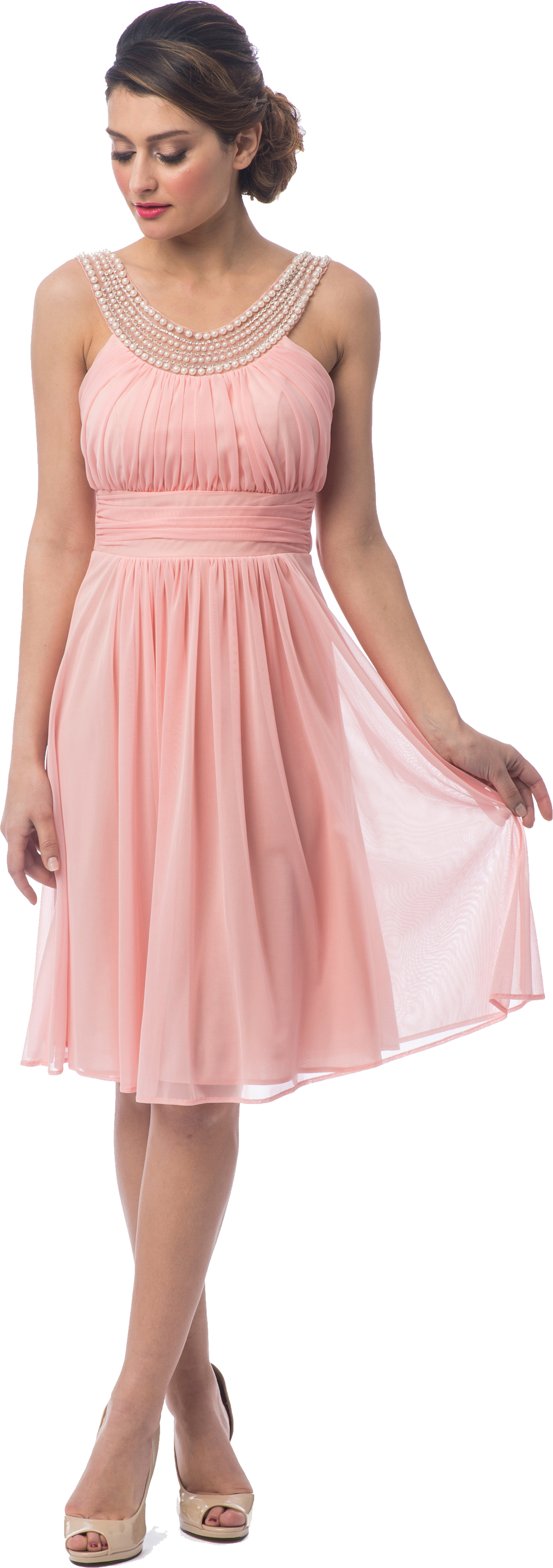 PacificPlex Womens Beaded Bib KneeLength Bridesmaid Mother of the