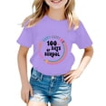 thumbnail image 2 of Ulitacool Girls T Shirt Fashion Short Sleeve Tee Cartoon Prints Tops O Neck Tops Girl Summer Clothing 6-7 Years Purple, 2 of 3