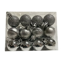 Harlier Christmas Balls Ornaments, 12pcs 1.1" Shiny Xmas Tree Decorations, Holiday Hanging Balls-3 Style Shatterproof Birthday Easter Holiday Wedding Christmas Ornaments (Silver)