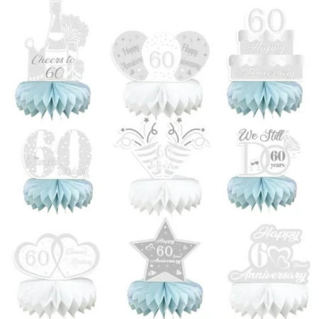 RENACLIPY QIDITONG 9pcs Paper Honeycomb Decorations for Anniversary Wedding Party Elegant Design for Couples Celebration