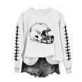 thumbnail image 2 of Mceream Sunday Funday Football Sweatshirts Women Casual Crewneck Game Day Sweatshirt Long Sleeve Funny Football Graphic Shirt Pullover Tops White XL, 2 of 5
