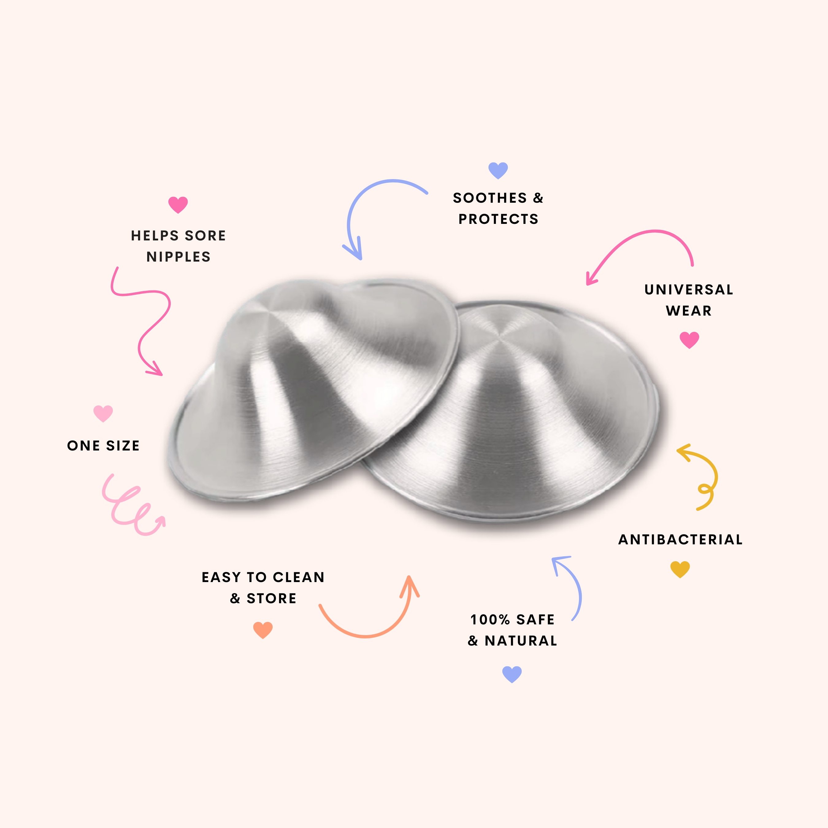 The Midwife Mumma 999 Silver Nursing Cups for Breastfeeding Essential, Regular Size Design