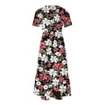 thumbnail image 4 of Ovzne Robes d'Été pour Femmes Robe Femmes Mode Féminine Manches Longues Col Rond T-Shirt Imprimé Blouse Ample Robe Femmes Robe Manches Courtes Imprimée Liquidation, 4 of 5