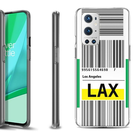 Slim-Fit Flexible TPU Gel Phone Case Compatible with OnePlus 9 PRO 5G, by OneToughShield ® - Airport Tag / Los Angeles