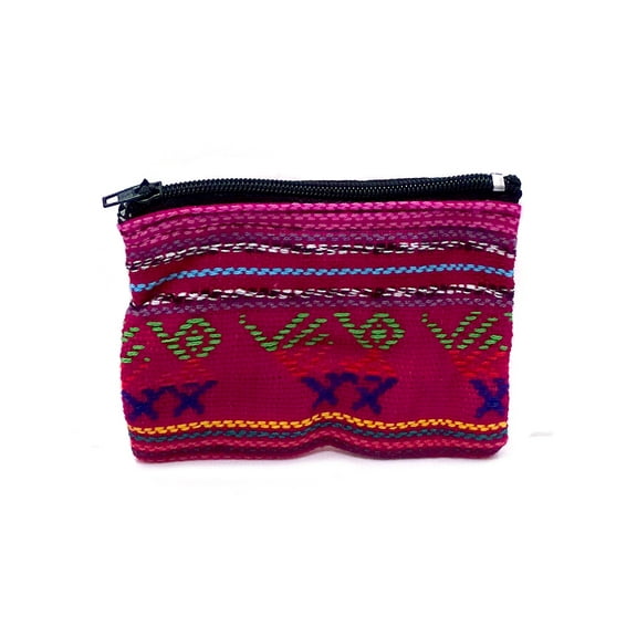 Mini Multicolored Tribal Pattern Woven Lightweight Coin Purse Zipper Pouch - Womens Fashion Handmade Bags Boho Travel Accessories