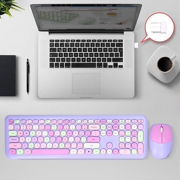 2.4G Combo De Teclado Y Mouse Inalámbrico, 110 Teclas Diseño Retro Ergonómico De Tamaño Completo, Teclas Silenciosas De Silencio, Plug & Play Para