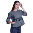 thumbnail image 3 of Moomaya T-Shirt à Manches Cloche pour Femmes Col Rond Imprimé Coton Crop Top Décontracté, 3 of 4