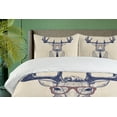 thumbnail image 4 of Ambesonne Hipster Duvet Cover Sets, Humanized Manly Deer Art, 2-Queen, Indigo Champagne, 4 of 7