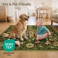 thumbnail image 4 of ODIKA 3'x5' Ultra-Soft Throw Mat, Distressed Medallion Mosaic With Floral Sprays And Scrollwork Vintage Flowing None Washable, Bare feet friendly, Easy Care Indoor rug for Bedside, Vanity, 4 of 7