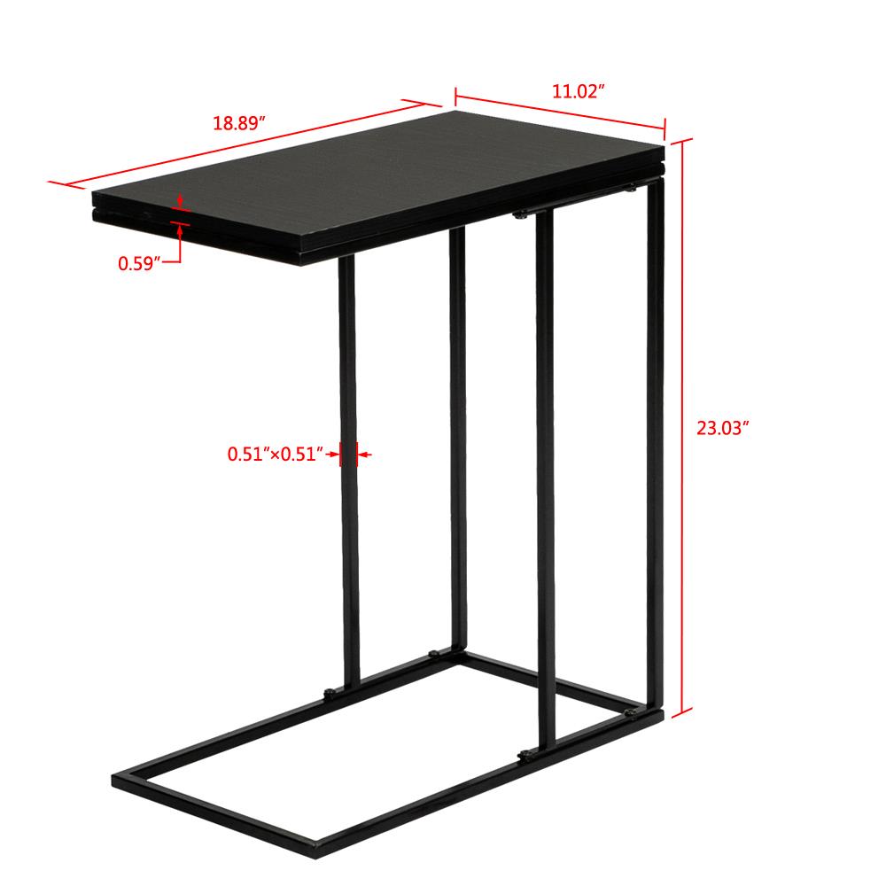 UBesGoo C-Shaped Metal Snack Side Table End Table for Sofa Couch and Bed Black - image 4 of 7