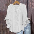 thumbnail image 3 of Short Sleeve Tops for Women Springs Fashion Clothing Bell Lightweight T Shirts Soft Womens Blouses White, 3 of 5