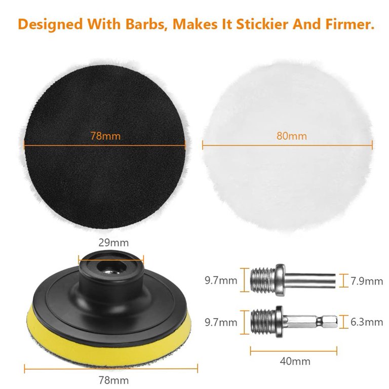 Buffing & Polishing Pad Kit For Drill - 1 To 8 Pcs Mops For Car, Wheels, DIY