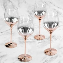MyGift 19 oz Luxury Electroplated Rose Gold Crystal Stemware Wine Glasses, Set of 4