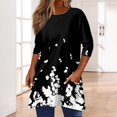 thumbnail image 2 of MGCWSH 3/4 Length Sleeve Womens Tops Dressy Casual Crew Neck T Shirts Three Quarter Length Tunic 2024 Summer Tops for Women Black 3XL, 2 of 5