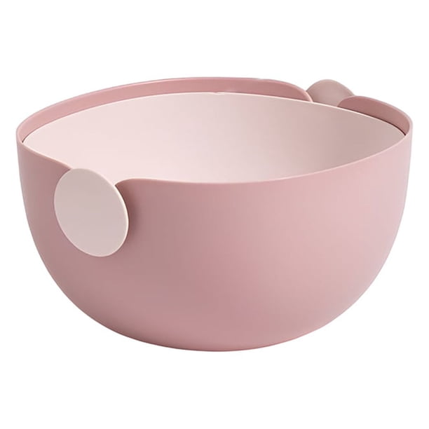 Wosthever Escurridor de frutas, colador de de verduras de doble capa, colador de cocina para el hogar, contenedor con mango reutilizable Almacenamiento y organización del hogar Rosa Wosthever HA065309-03B