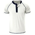 thumbnail image 4 of YDLCAFD Male Spring And Summer Retro Business Casual Travel Multi Buttons O Neck Solid Color T Shirt Short Sleeve Top, 4 of 5