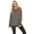 thumbnail image 3 of Haute Edition Women's Heather Contrast Slouchy Cozy Pocket Sweatshirt Tunic, 3 of 6