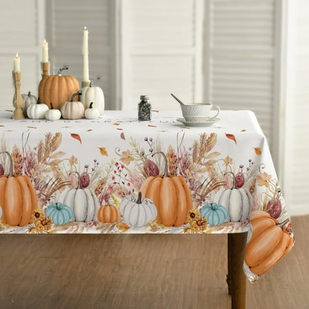 

Fall Tablecloth 60×60 Inch Square Thanksgiving Autumn Harvest Pumpkin Table Cover for Party Picnic Dinner Decor
