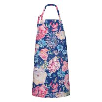 Pioneer Flower Floral Print Pattern Apron-Garden Aprons for Women with Pockets-Cotton Linen Waterproof Kitchen Cooking Gardening Aprons Adjustable for Kitchen,Cooking,BBQ and Salon 33x27 Inch