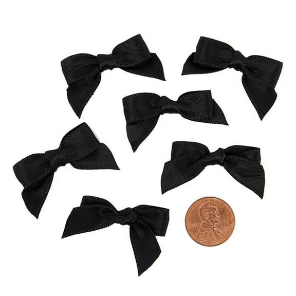 Mini Black Satin Bows - 1 3/8 in. x 1in. - 50 Pack